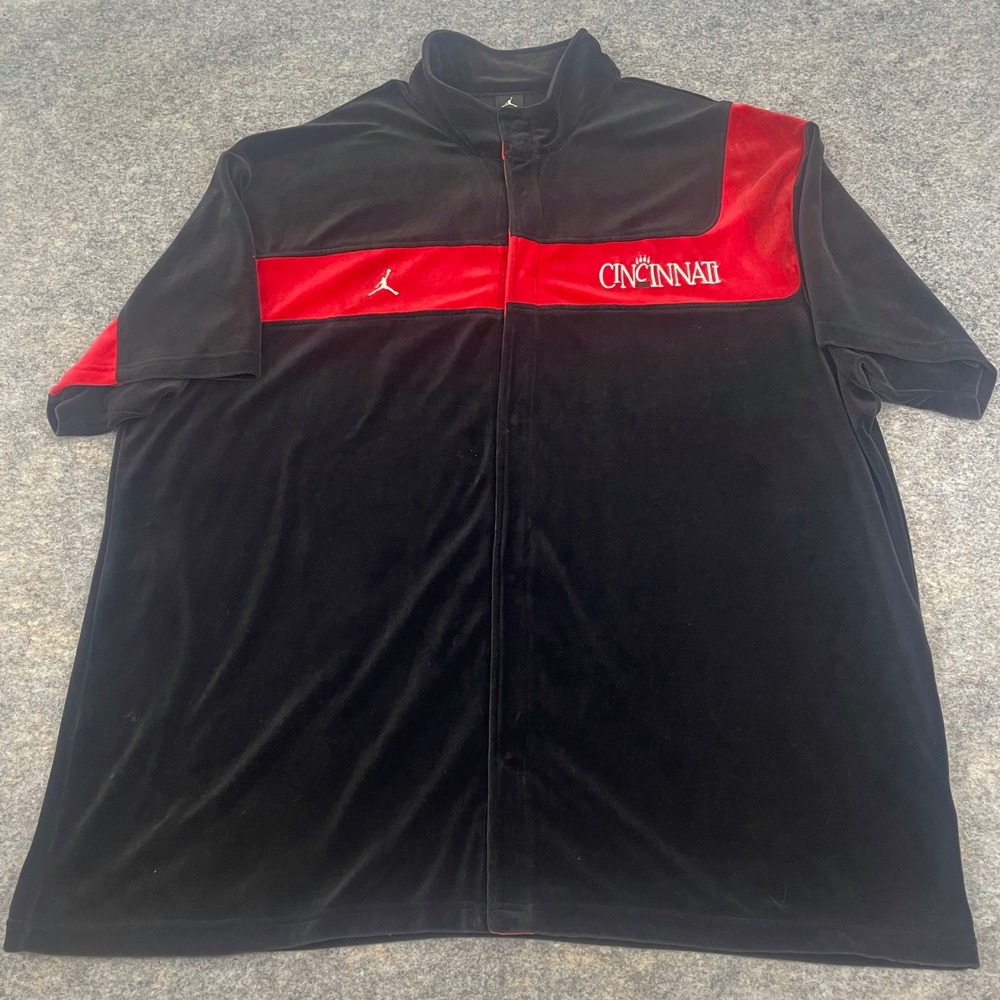 VTG Jordan Cincinnati Bearcats Warmup Jacket 4XL Velour Jumpman Black Red RARE